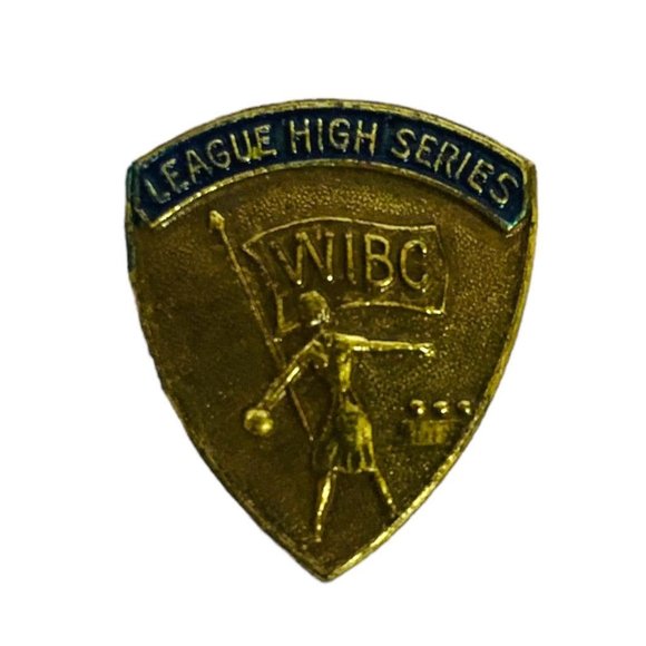 Vintage Lapel Pin Brooch WIBC League High Series Women Bowling 1"h x .75"w - Picture 1 of 7